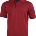 A red short-sleeve polo shirt with a classic collar and a two-button placket. The fabric appears smooth and slightly textured, suitable for casual or semi-formal occasions.