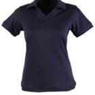 Plain dark navy blue short-sleeve polo shirt on a white background.