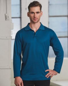 Mens Truedry Custom Logo Polos Long Sleeve