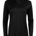 Black long-sleeve polo shirt on a white background.