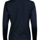 Back view of a long-sleeve black shirt on a white background.