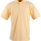 A plain, light yellow polo shirt with a collar and short sleeves, displayed against a white background. The shirt features a three-button placket and a relaxed fit, designed for casual wear.