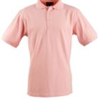 Pink polo shirt with short sleeves and a classic collar. The shirt features a buttoned placket with three buttons and is displayed against a plain white background.