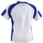 White and blue sports jersey, back view.