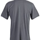 Gray polo shirt shown from the back against a white background.