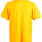 Bright yellow short-sleeved polo shirt, back view.