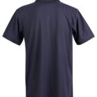 Navy blue polo shirt displayed from the back against a white background.