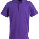 Purple polo shirt with a collar and three buttons, displayed on a plain white background.