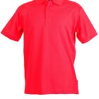 Bright red polo shirt with a collar and buttons.