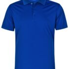 Blue polo shirt with a collar and buttons, displayed on a plain white background.