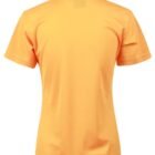 Orange short-sleeve polo shirt, back view, with a collar.