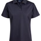 Dark blue polo shirt on a white background.