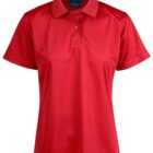 Red polo shirt on a plain white background.