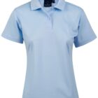 Light blue short-sleeve polo shirt with a collar and three buttons.
