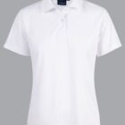 White polo shirt on a gray background.