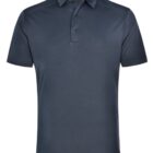 Dark gray polo shirt with a blue label on the inside collar.