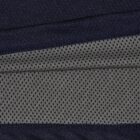 Close-up of textured navy and gray fabric with a layered design.