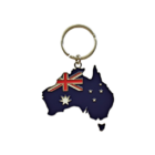 The Buch Custom Shaped Embossed Soft Enamel Keyring is designed like Australia, featuring the flag with a dark blue background, Union Jack in the corner, and white stars for the Southern Cross and Commonwealth Star. Perfect for those who appreciate unique keyrings.