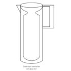 Line drawing of a tall pitcher with a spout and a large handle, featuring a double-layer construction with a glass inner.