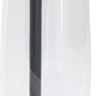 A clear plastic water bottle with a blue screw-on lid and a built-in drinking straw. Inside the bottle, there is a blue mixing ball. The lid has a handle for easy carrying.