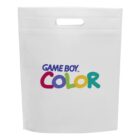 A white plastic tote bag featuring the Game Boy Color logo in blue and multicolored letters. The bag has a built-in handle at the top.