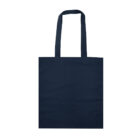 A plain dark blue tote bag with two long straps, displayed against a white background.