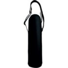 A black cylindrical carrying bag with a zippered top and an adjustable shoulder strap, designed for transporting items like yoga mats or similar elongated objects.