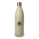 A beige stainless steel water bottle with a silver cap, featuring the Converse All Star logo in black on the front. The bottle has a sleek, smooth design suitable for holding beverages.