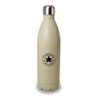 A cream-colored stainless steel water bottle with a silver cap. The bottle features the Converse All Star logo in black on the front.