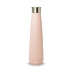 A tall, slender, light pink insulated bottle with a silver screw-on lid. The bottle has a smooth, matte finish and a slightly tapered design, sitting upright on a white background.