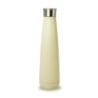 A tall, off-white insulated water bottle with a metallic silver screw-on cap, standing upright against a plain white background.