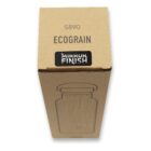 Cardboard packaging box labeled S890 ECOGRAIN with MIRROR FINISH sticker. Outline drawing of a jar is visible on the side.