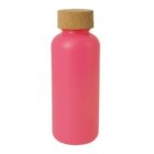 A pink cylindrical bottle with a cork lid, standing upright on a white background.