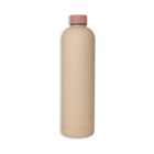 A sleek, minimalistic beige water bottle with a matching lid, standing upright against a plain white background.