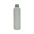 A plain, light gray, cylindrical water bottle with a matching screw-on cap, standing upright against a white background.