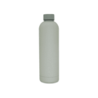 A plain, light gray cylindrical water bottle with a matching screw-on cap standing upright against a white background.
