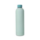 A tall, cylindrical, light blue water bottle with a matching screw-on cap, standing upright against a plain white background.