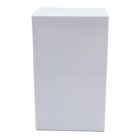 A plain white rectangular cardboard box, standing upright against a white background.