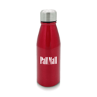 A red insulated water bottle with a shiny silver cap. The words Pall Mall are printed in white on the front.