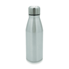 A stainless steel water bottle with a screw-on cap. The bottle has a smooth, metallic finish and a compact design, suitable for carrying in a bag.