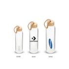 Three transparent bottles with wooden lids and rope handles. Each bottle has a different logo: electric, Converse, and Samsung. They are labeled from left to right as S3100, S3101, and S3102.