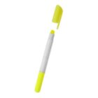 Yellow highlighter with its cap off, showing a chisel tip, on a white background.