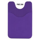 Purple cardholder with a wavy design at the top and PMS 266 printed above it.
