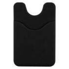 A black cardholder with a minimalist design, featuring a central pocket and a curved top edge.