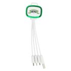 A multi-charging cable with a green and white branded holder at the top, featuring the text HEINZ 57 Varieties. Four white charging connectors extend from the holder, each designed for different types of ports.