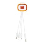 A multi-connector USB cable featuring the McDonalds logo. It has four different connectors, including USB-C and micro-USB, extending from a central hub. The hub is orange and white with a handle on top.