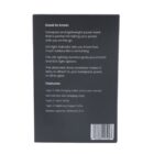 Back of a power bank package with text detailing features: compact design, LED light indicator, lighting function with torch and SOS, attached carabiner, USB charging cable, LED indicator, charging cable, Type-C/Lightning output, 2000mAh battery.