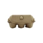 Closed brown cardboard egg carton against a white background.
