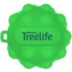 Green, round silicone case with a bumpy texture, featuring the Treelife logo in dark green on the front. A small loop is attached to the side for portability.
