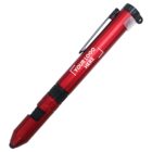 Red pen with a silver clip, featuring a customizable area labeled Your Logo Here in white text. The pen has a stylus tip at the opposite end.
